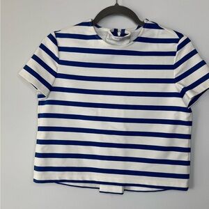 Zara Trafaluc Navy and White Striped Top